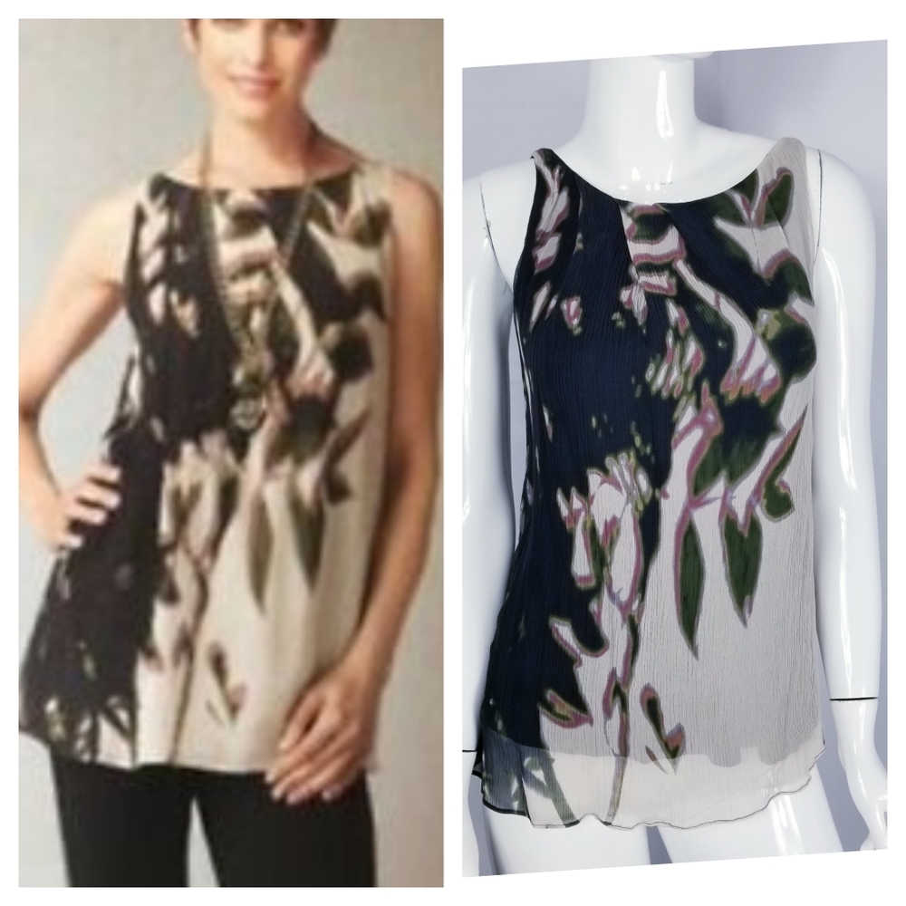 CAbi Silk Tunic Tank Top Printed Sleeveless Sz M